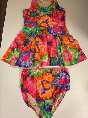 Women’s Multicolor Tie-Dye Swim Dress and Bottoms